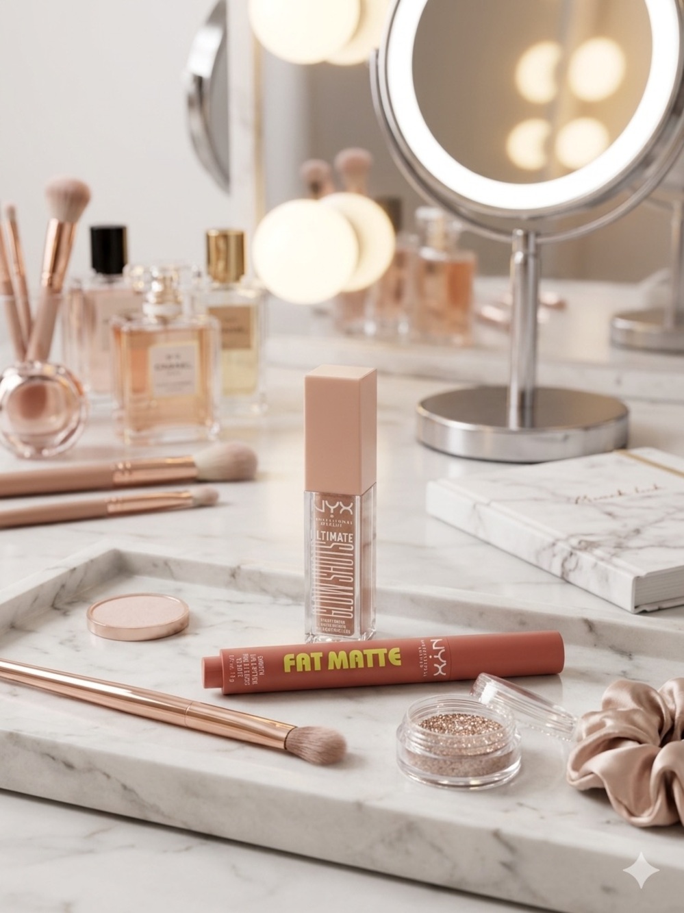 NYX Fat Matte Liquid Lipstick — Dusty Rose Nude & liquid eyeshadow